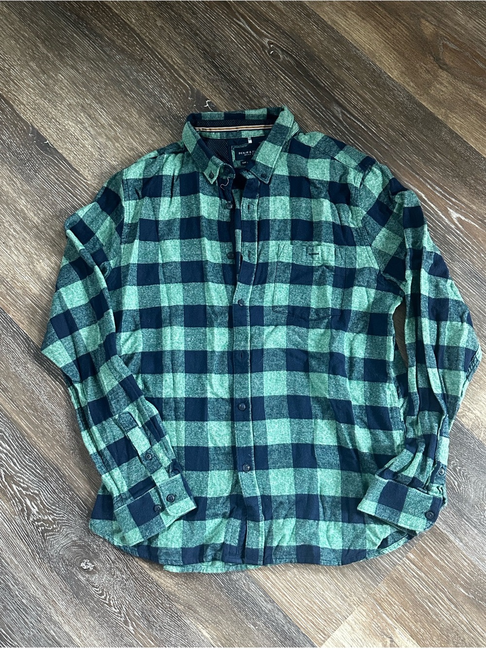 Denim & Flower Green and Navy Plaid Button-Down Shirt - Men's